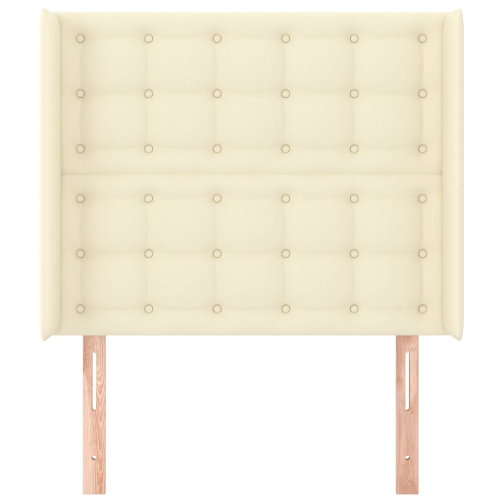 sengegavl med kanter 103x16x118/128 cm kunstlæder cremefarvet