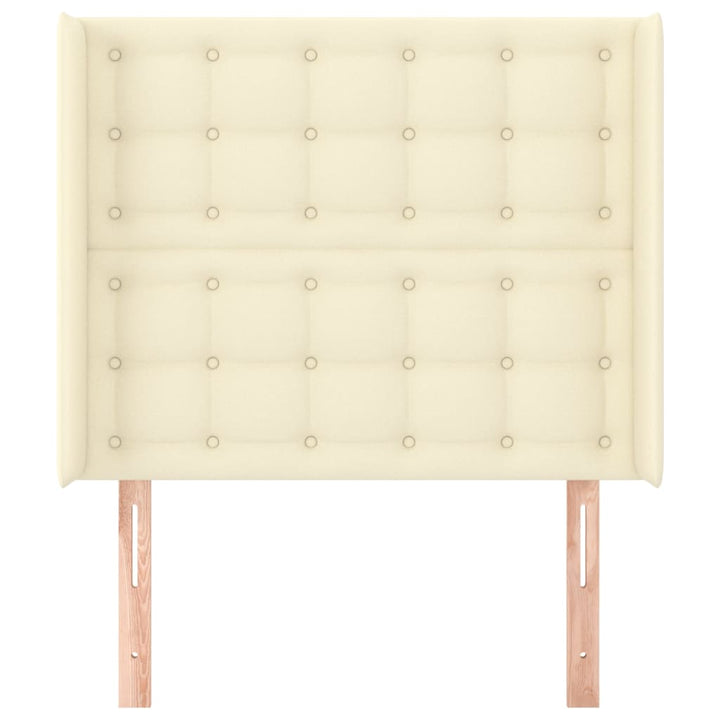 sengegavl med kanter 103x16x118/128 cm kunstlæder cremefarvet