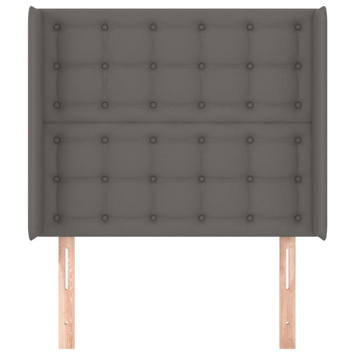 sengegavl med kanter 103x16x118/128 cm kunstlæder grå