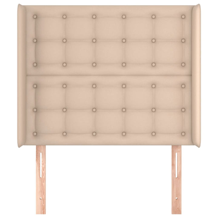 sengegavl med kanter 103x16x118/128 cm kunstlæder cappuccino