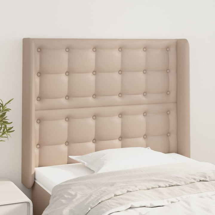 sengegavl med kanter 103x16x118/128 cm kunstlæder cappuccino