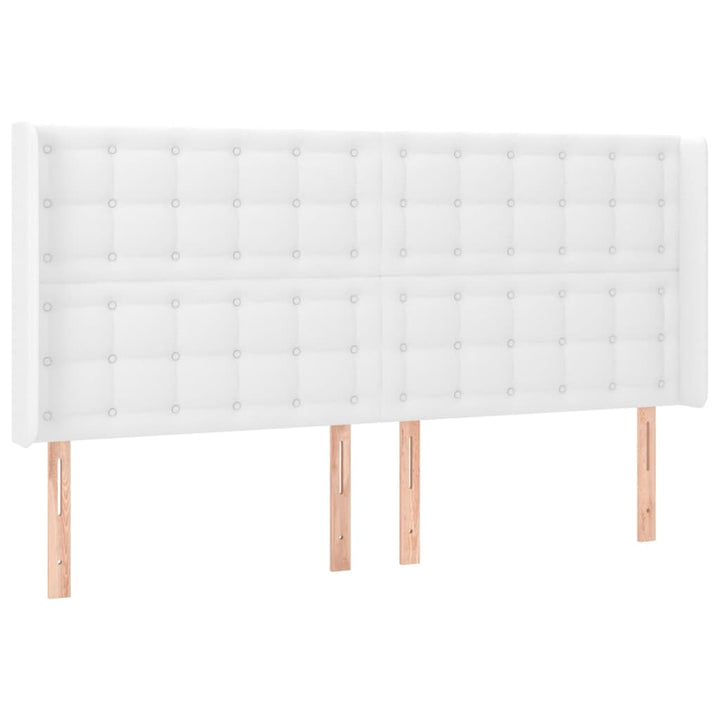 sengegavl med kanter 183x16x118/128 cm kunstlæder hvid