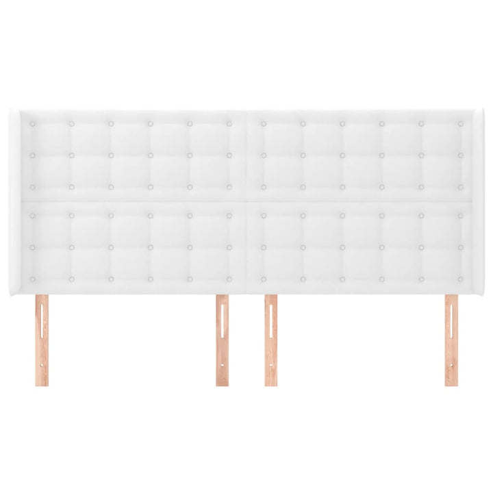 sengegavl med kanter 183x16x118/128 cm kunstlæder hvid