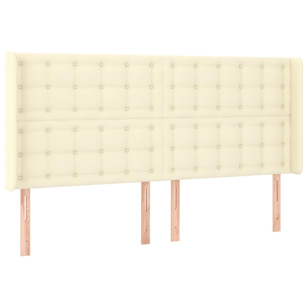 sengegavl med kanter 183x16x118/128 cm kunstlæder cremefarvet