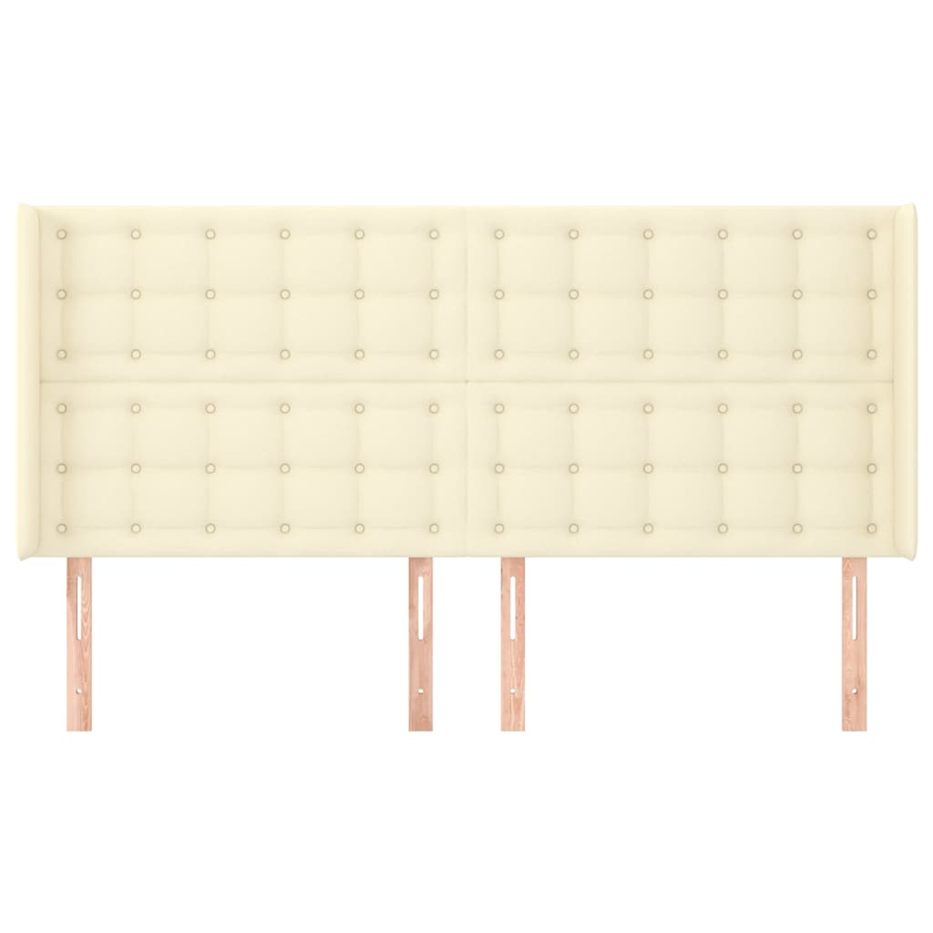 sengegavl med kanter 183x16x118/128 cm kunstlæder cremefarvet