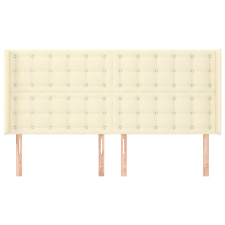 sengegavl med kanter 183x16x118/128 cm kunstlæder cremefarvet