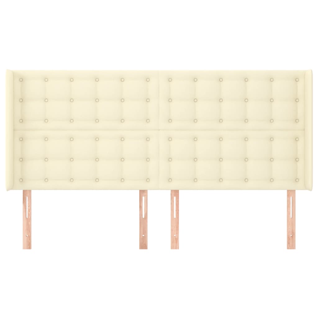 sengegavl med kanter 183x16x118/128 cm kunstlæder cremefarvet