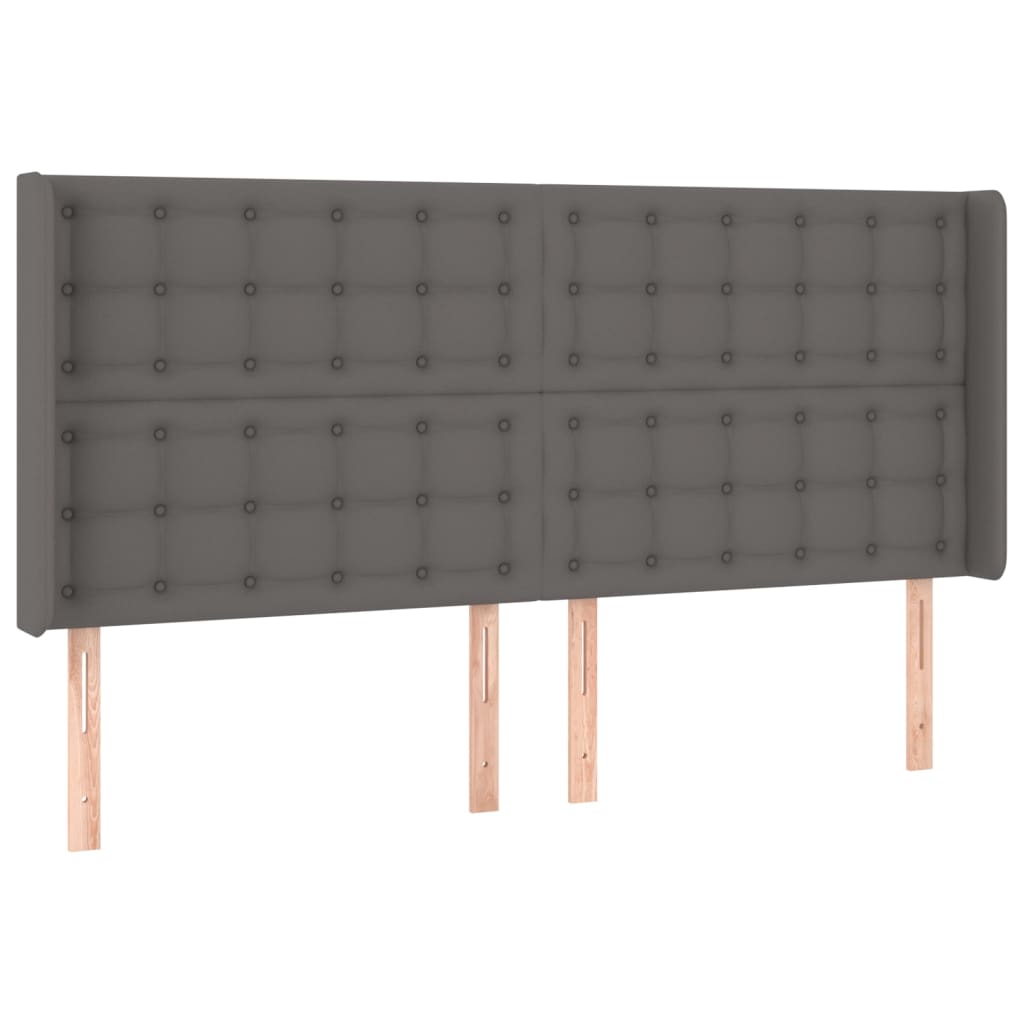 sengegavl med kanter 183x16x118/128 cm kunstlæder grå