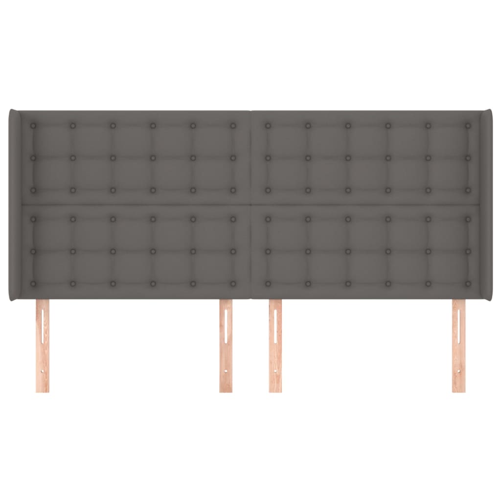 sengegavl med kanter 183x16x118/128 cm kunstlæder grå