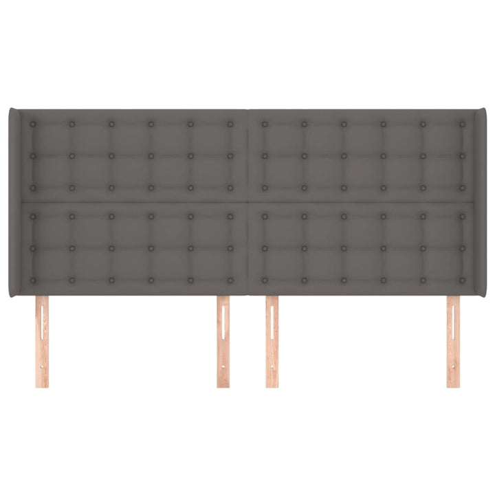 sengegavl med kanter 183x16x118/128 cm kunstlæder grå