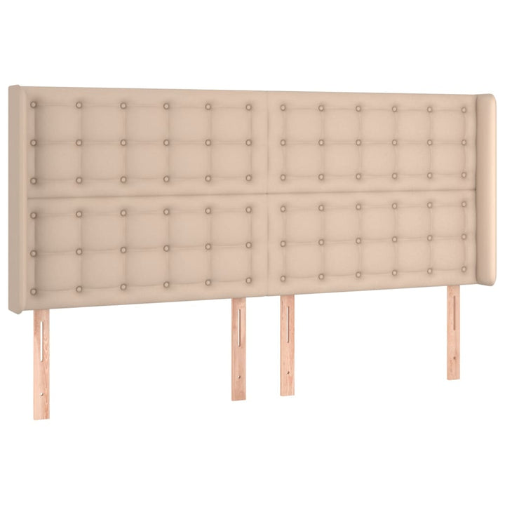 sengegavl med kanter 183x16x118/128 cm kunstlæder cappuccino