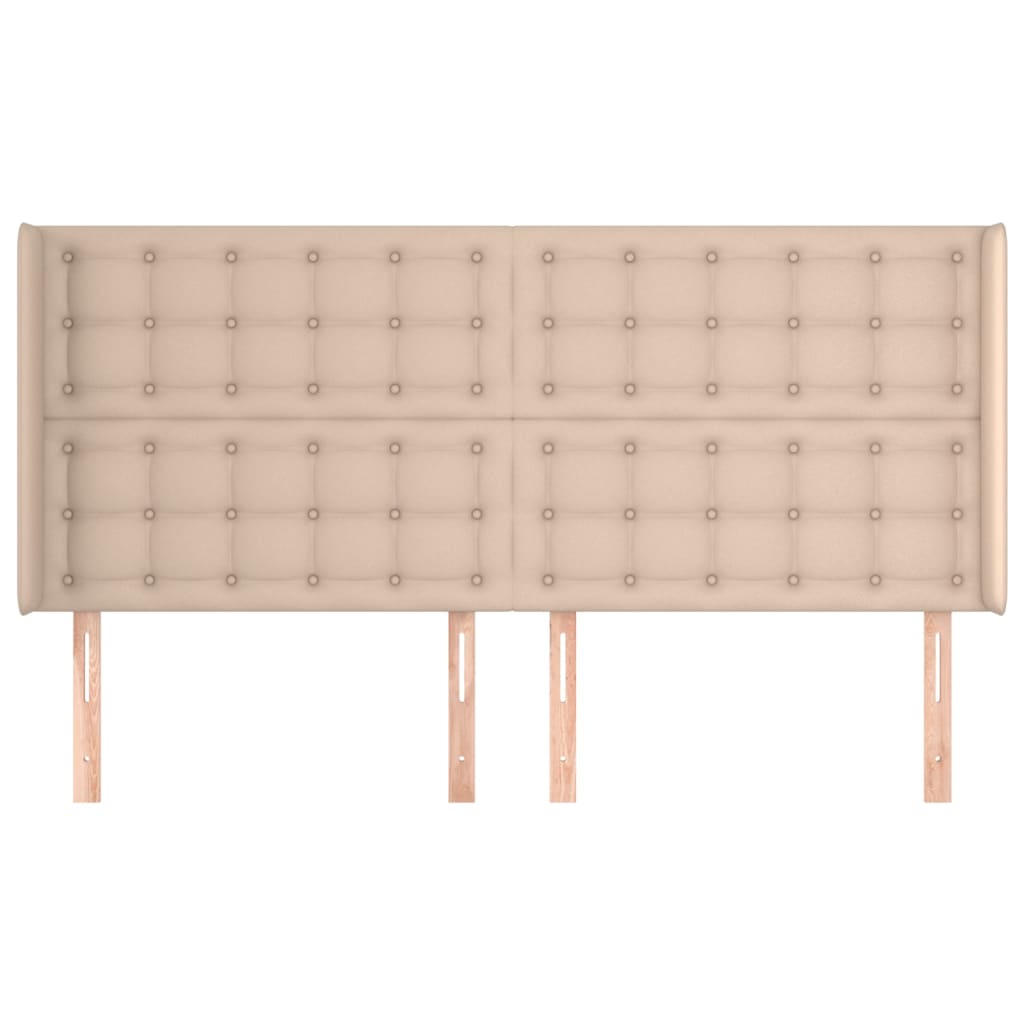sengegavl med kanter 183x16x118/128 cm kunstlæder cappuccino