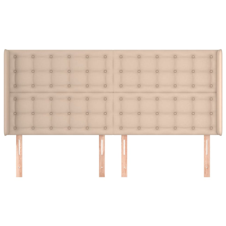 sengegavl med kanter 183x16x118/128 cm kunstlæder cappuccino