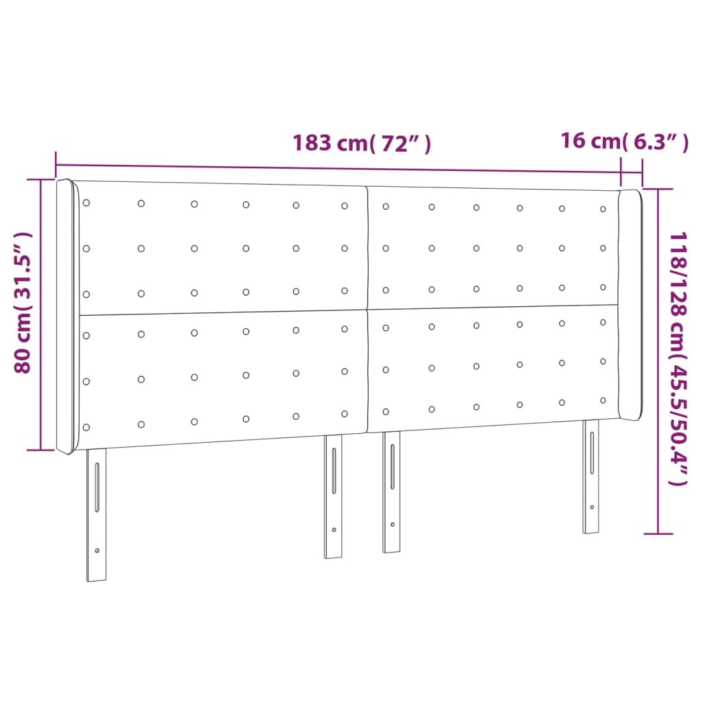 sengegavl med kanter 183x16x118/128 cm kunstlæder cappuccino