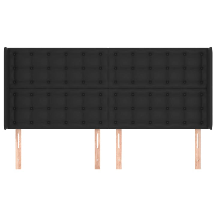 sengegavl med kanter 203x16x118/128 cm kunstlæder sort