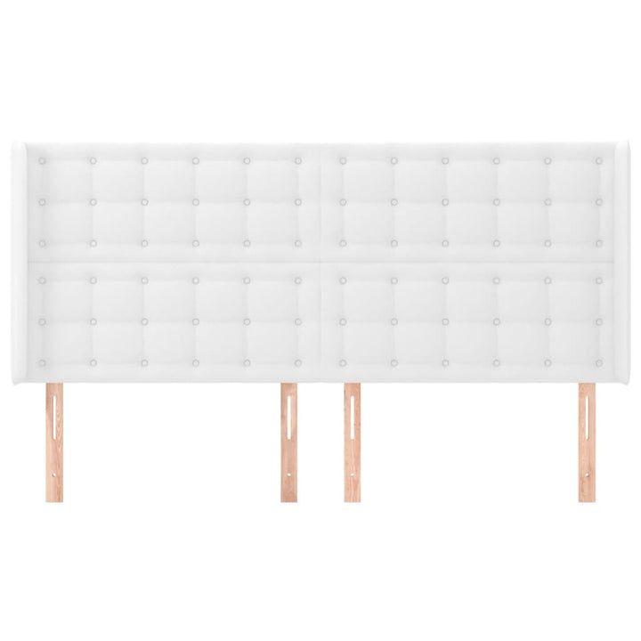 sengegavl med kanter 203x16x118/128 cm kunstlæder hvid