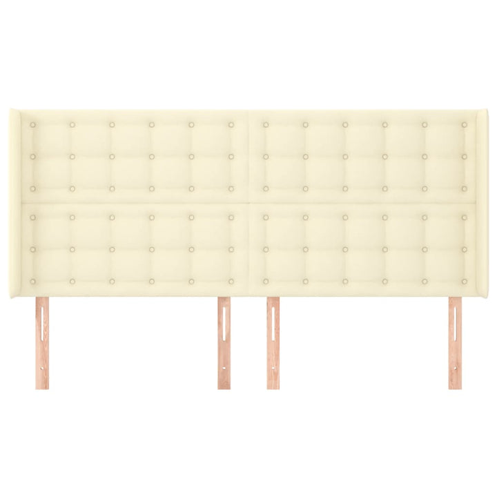 sengegavl med kanter 203x16x118/128 cm kunstlæder cremefarvet