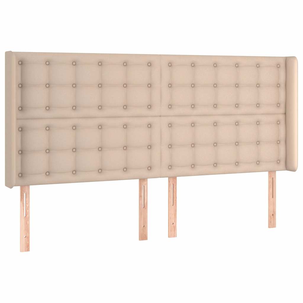 sengegavl med kanter 203x16x118/128 cm kunstlæder cappuccino