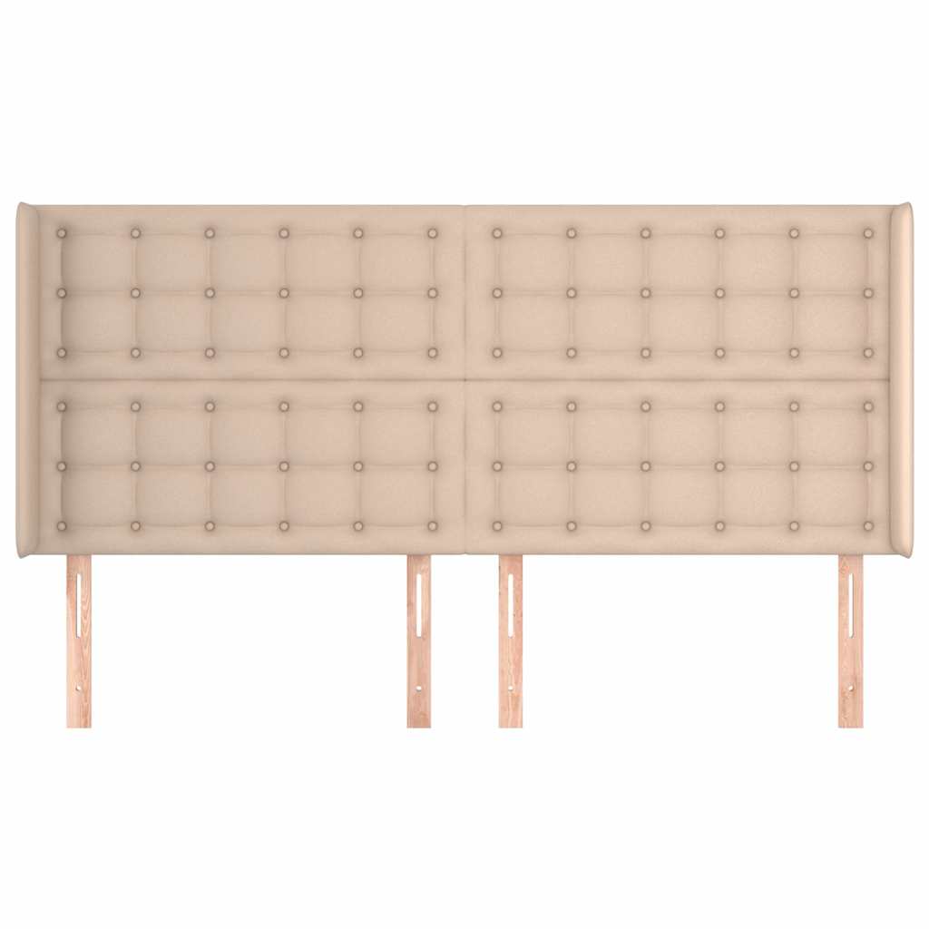 sengegavl med kanter 203x16x118/128 cm kunstlæder cappuccino
