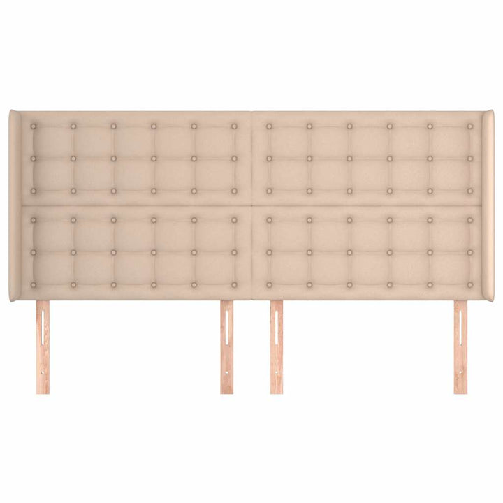 sengegavl med kanter 203x16x118/128 cm kunstlæder cappuccino