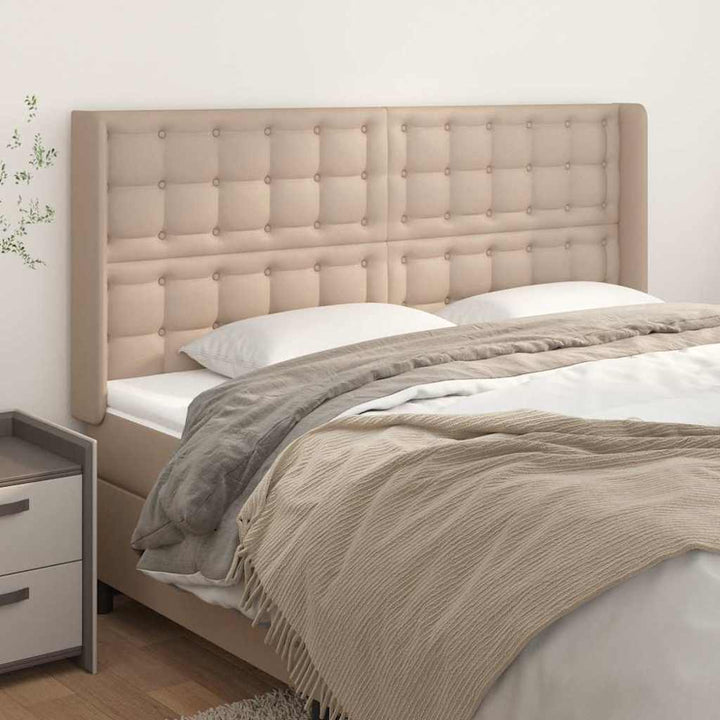 sengegavl med kanter 203x16x118/128 cm kunstlæder cappuccino