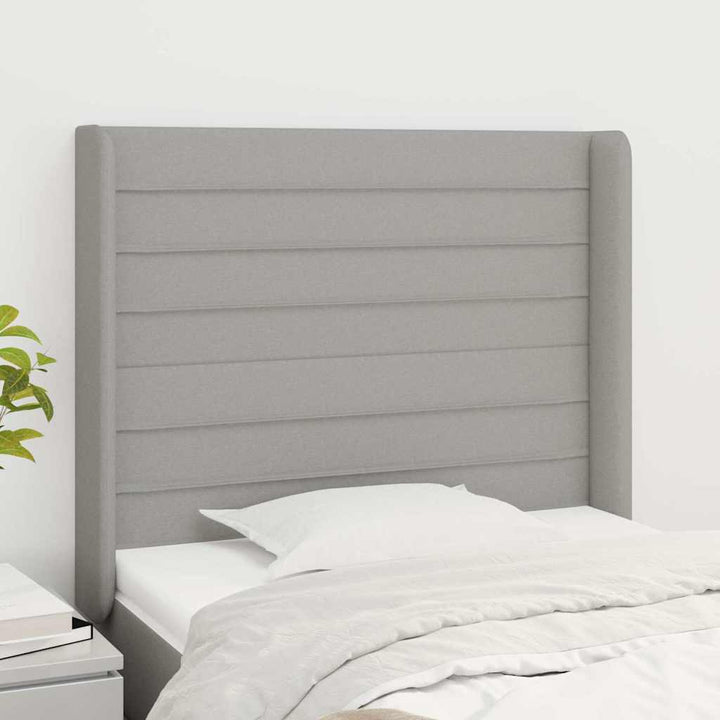 sengegavl med kanter 83x16x118/128 cm stof lysegrå