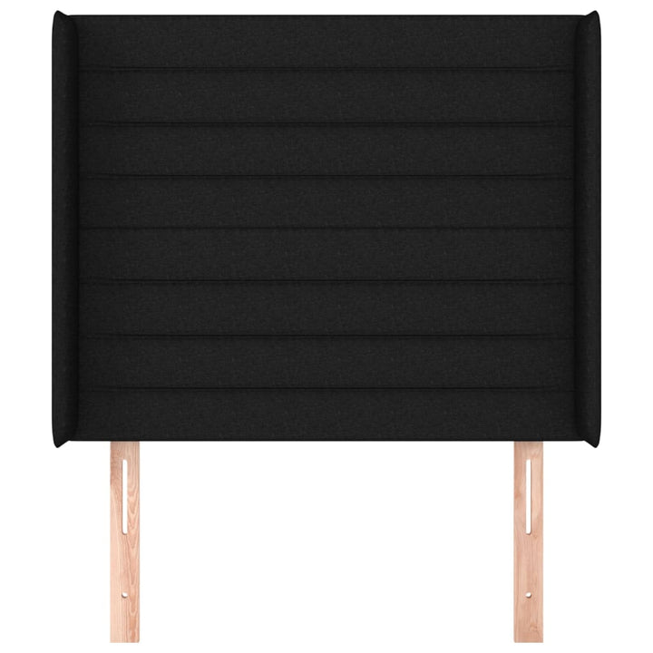 sengegavl med kanter 83x16x118/128 cm stof sort
