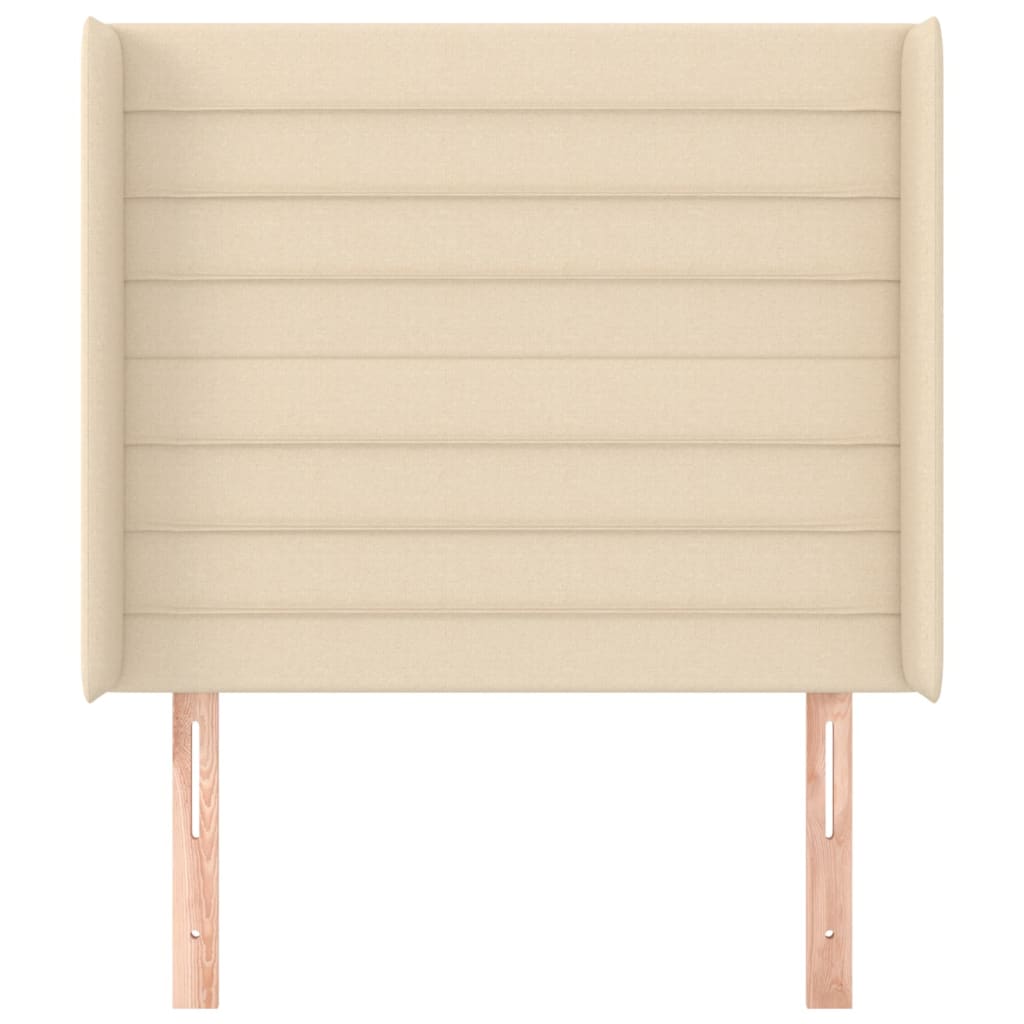sengegavl med kanter 83x16x118/128 cm stof cremefarvet