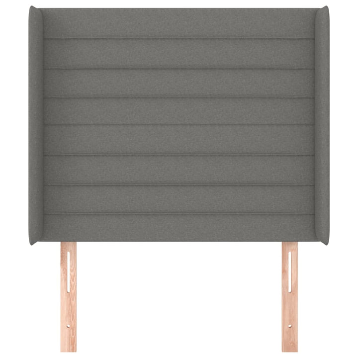 sengegavl med kanter 93x16x118/128 cm stof mørkegrå