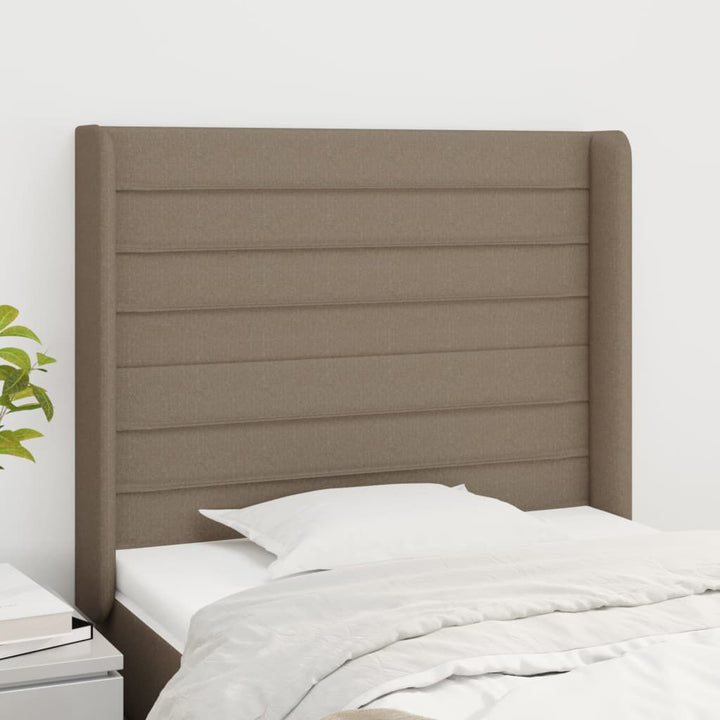 sengegavl med kanter 93x16x118/128 cm stof gråbrun