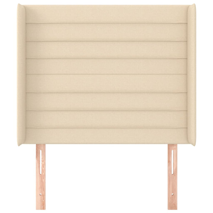 sengegavl med kanter 93x16x118/128 cm stof cremefarvet