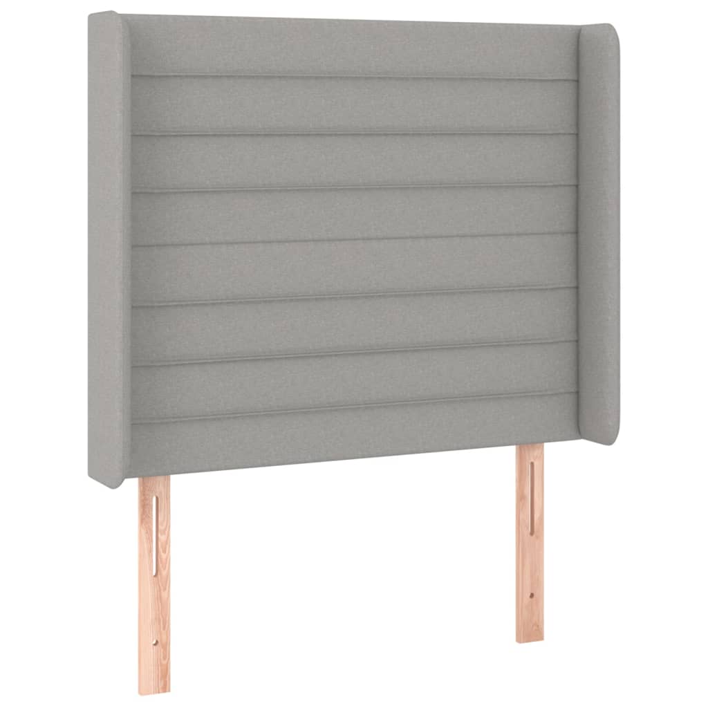 sengegavl med kanter 103x16x118/128 cm stof lysegrå
