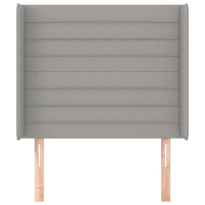 sengegavl med kanter 103x16x118/128 cm stof lysegrå