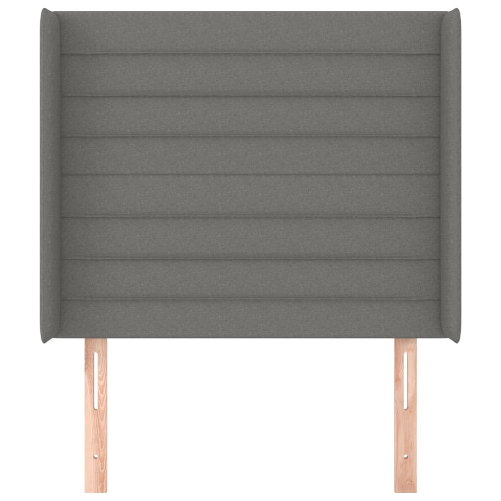 sengegavl med kanter 103x16x118/128 cm stof mørkegrå