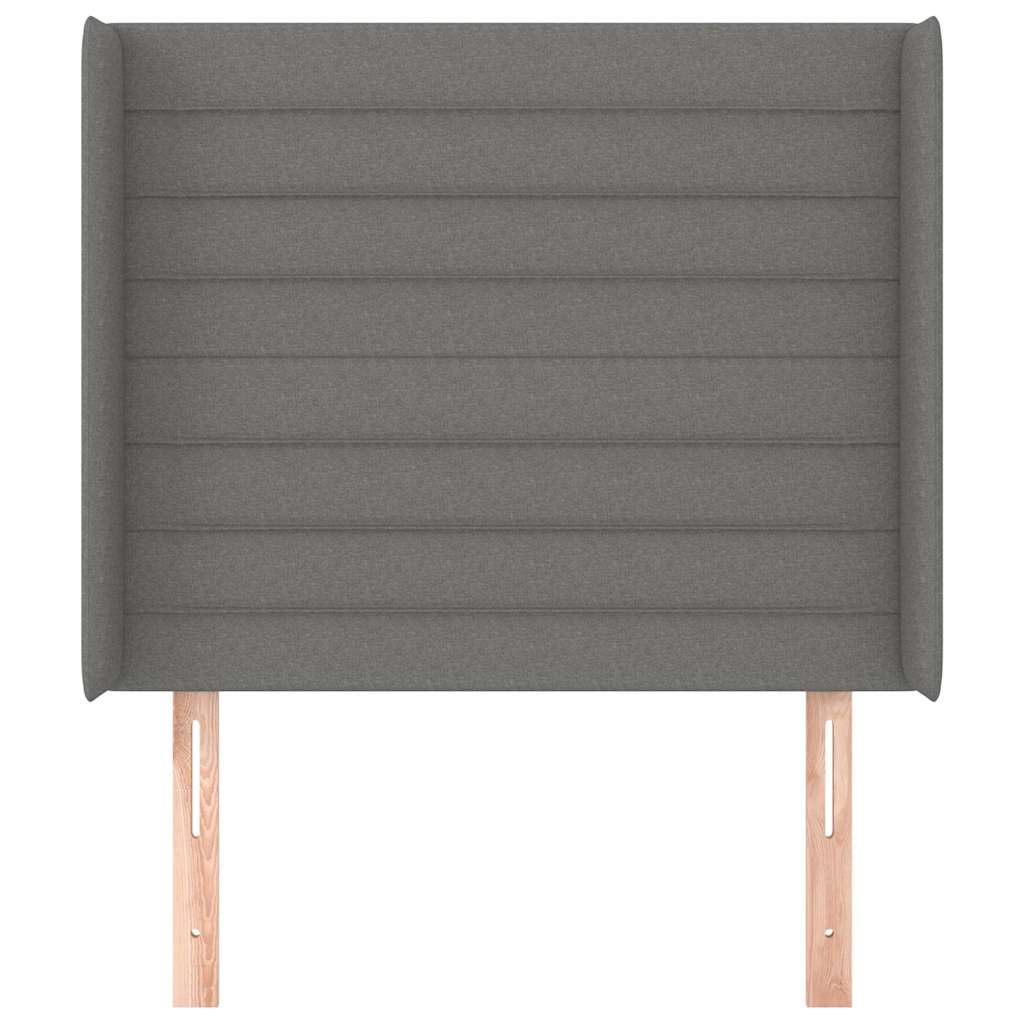 sengegavl med kanter 103x16x118/128 cm stof mørkegrå