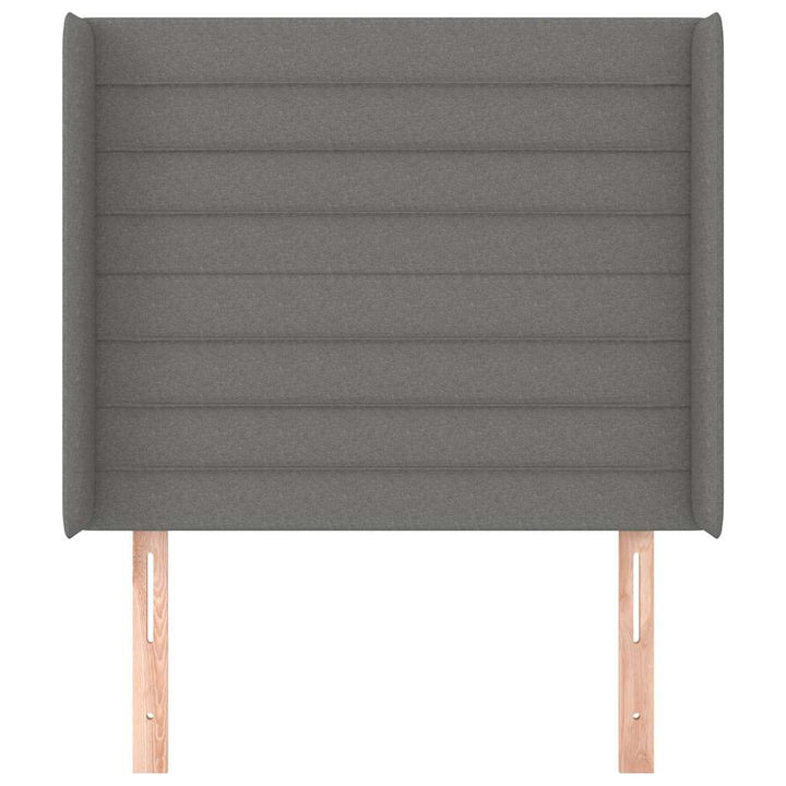 sengegavl med kanter 103x16x118/128 cm stof mørkegrå