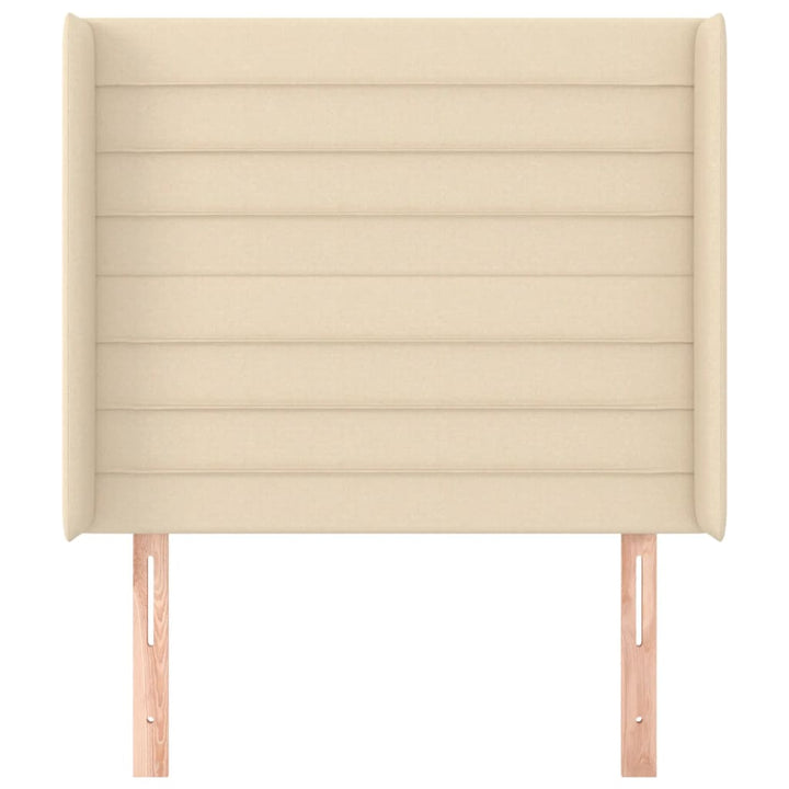 sengegavl med kanter 103x16x118/128 cm stof cremefarvet
