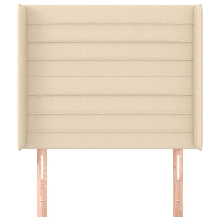 sengegavl med kanter 103x16x118/128 cm stof cremefarvet