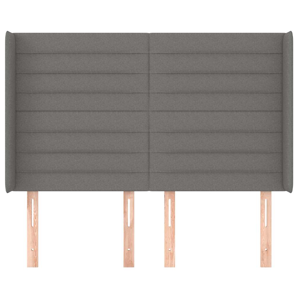 sengegavl med kanter 147x16x118/128 cm stof mørkegrå