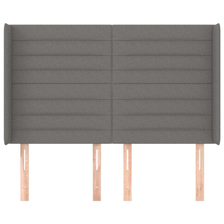 sengegavl med kanter 147x16x118/128 cm stof mørkegrå