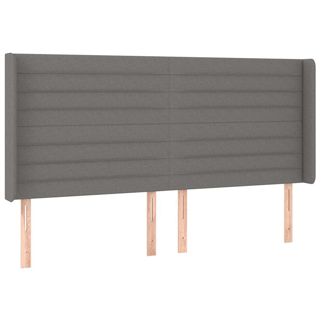 sengegavl med kanter 183x16x118/128 cm stof mørkegrå