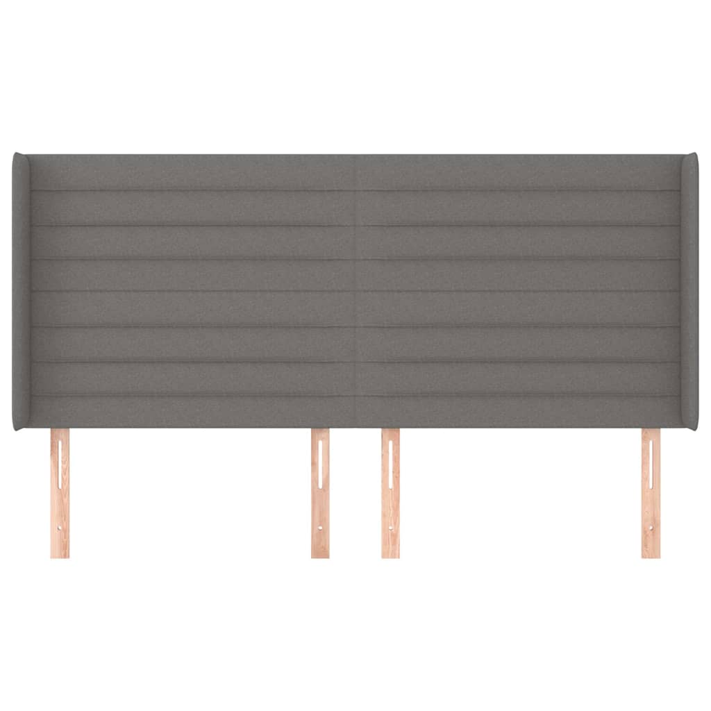 sengegavl med kanter 183x16x118/128 cm stof mørkegrå