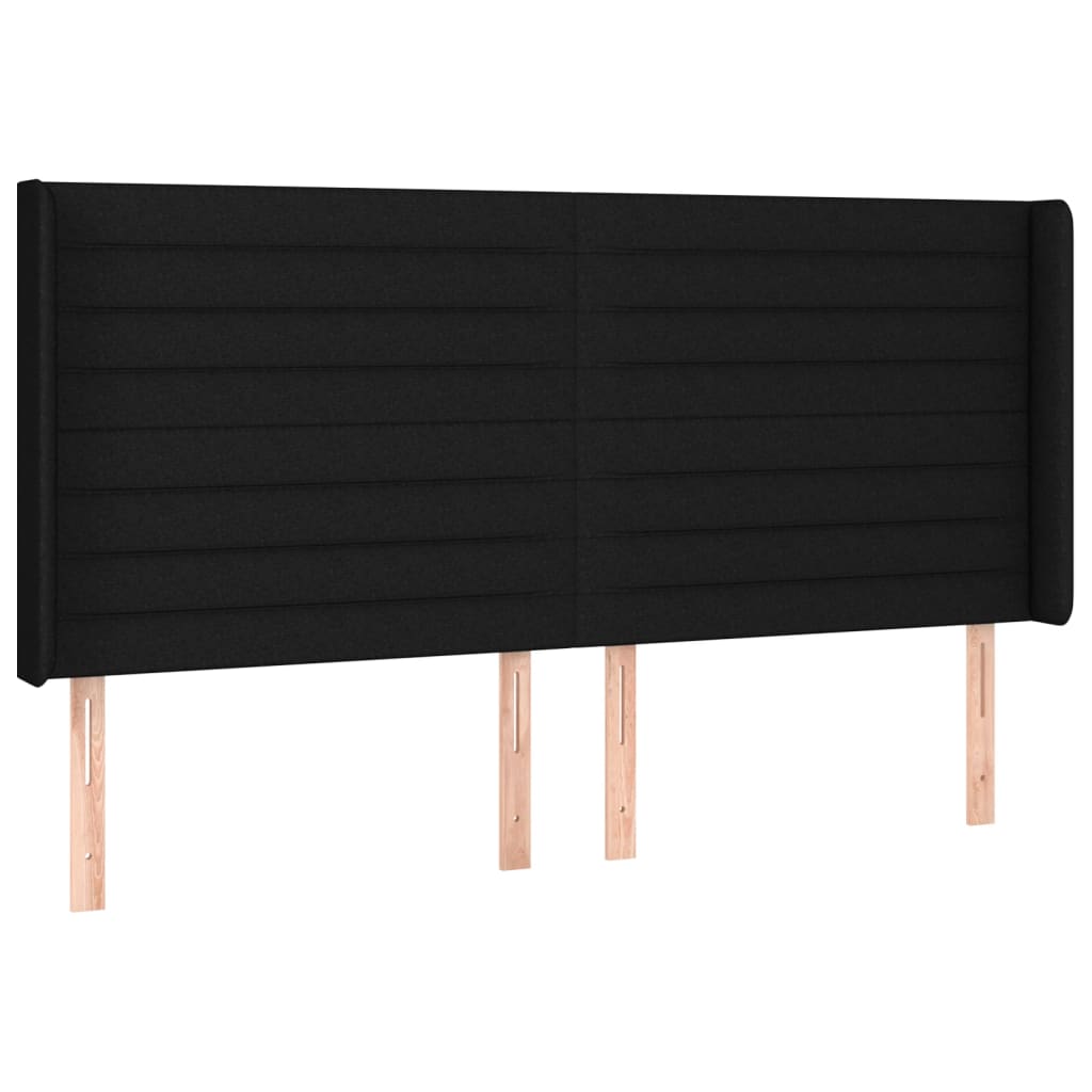 sengegavl med kanter 183x16x118/128 cm stof sort