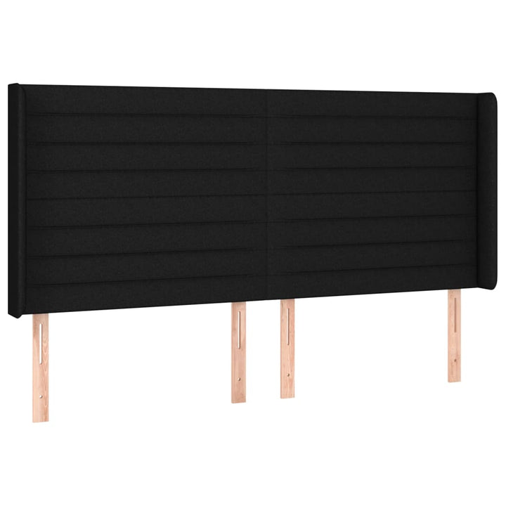 sengegavl med kanter 183x16x118/128 cm stof sort