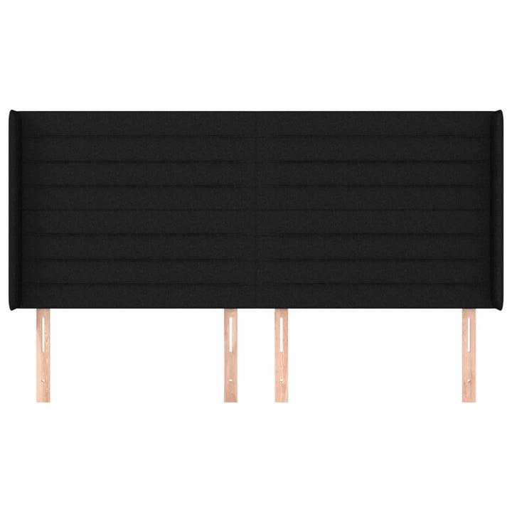 sengegavl med kanter 183x16x118/128 cm stof sort