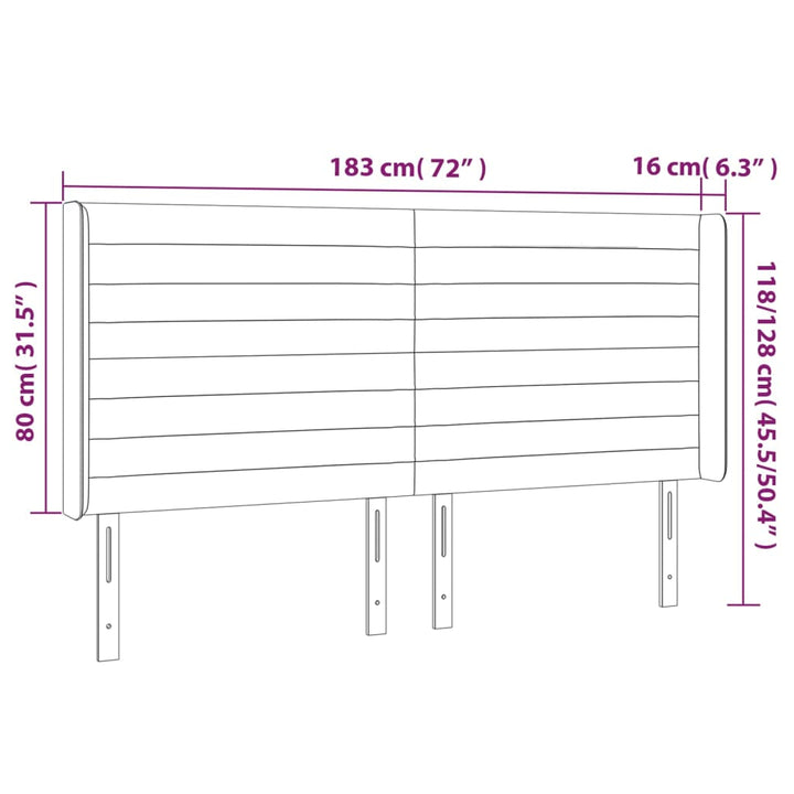 sengegavl med kanter 183x16x118/128 cm stof sort