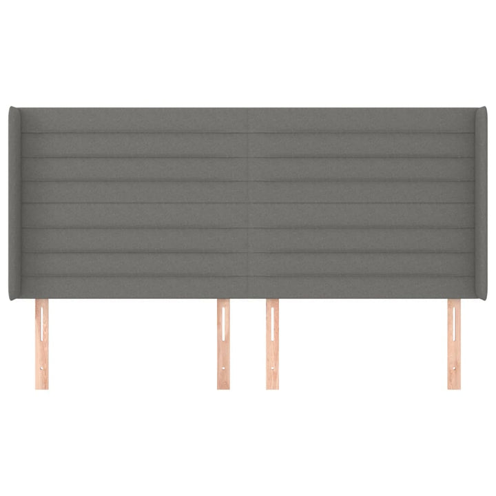 sengegavl med kanter 203x16x118/128 cm stof mørkegrå