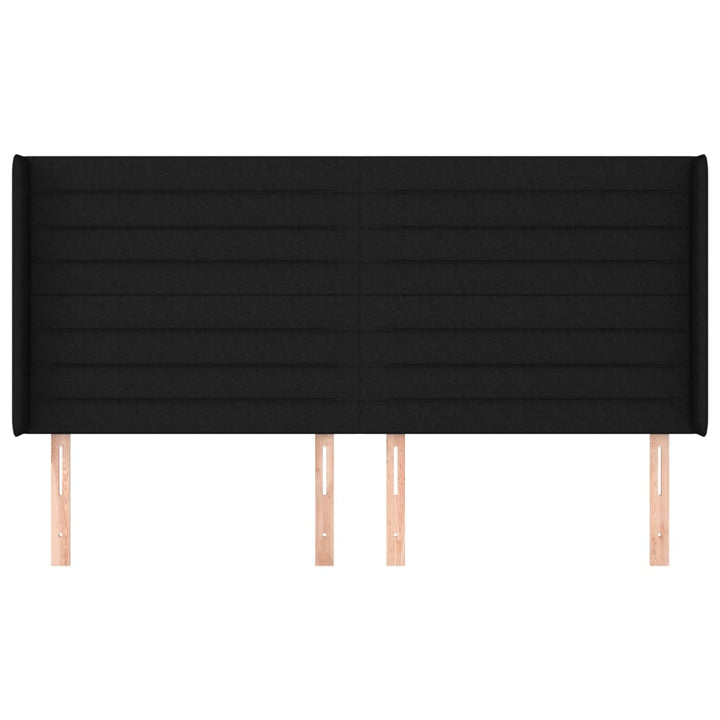 sengegavl med kanter 203x16x118/128 cm stof sort