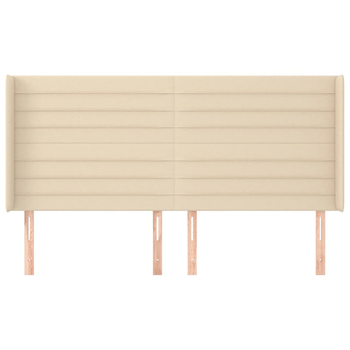 sengegavl med kanter 203x16x118/128 cm stof cremefarvet