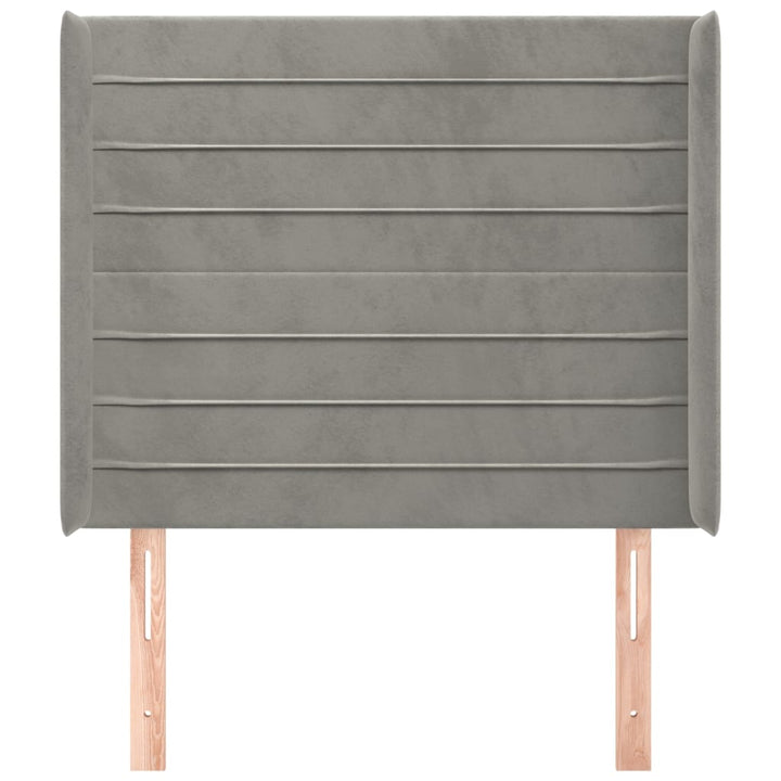 sengegavl med kanter 83x16x118/128 cm fløjl lysegrå